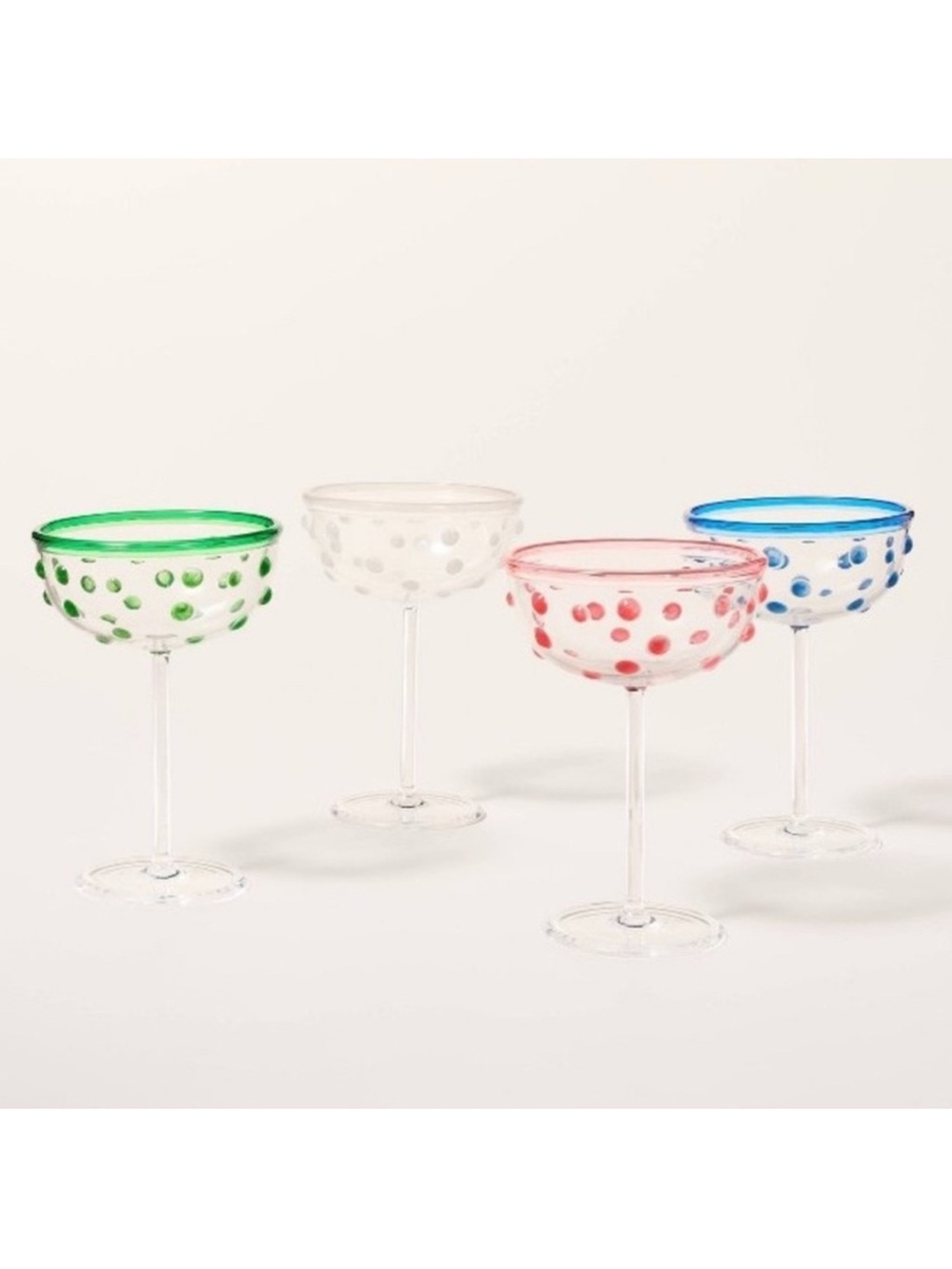 New Kate Spade x Target Set of 4 Polka Dot Coupe Drink Glasses